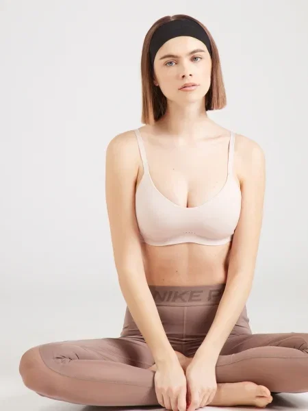 NIKE Športová podprsenka ALATE MINIMALIST / šedobiela béžová
