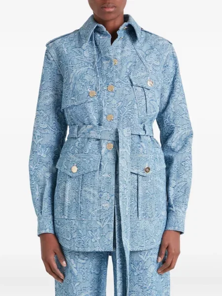 Дънково яке Temperley London на цветя с принт синьо