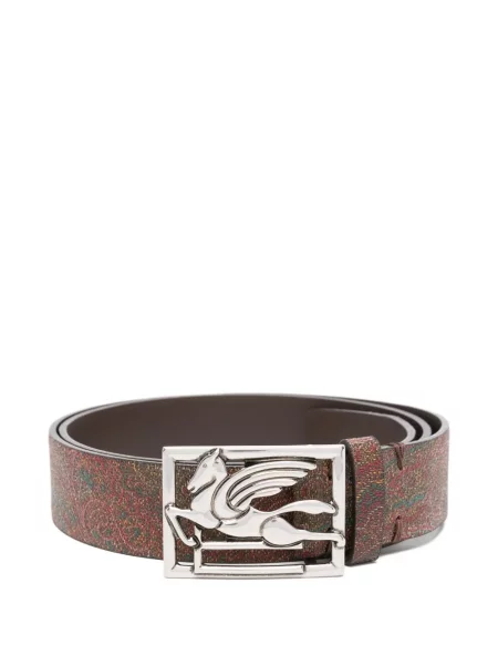 Кожаный колан Etro с пейсли десен червено