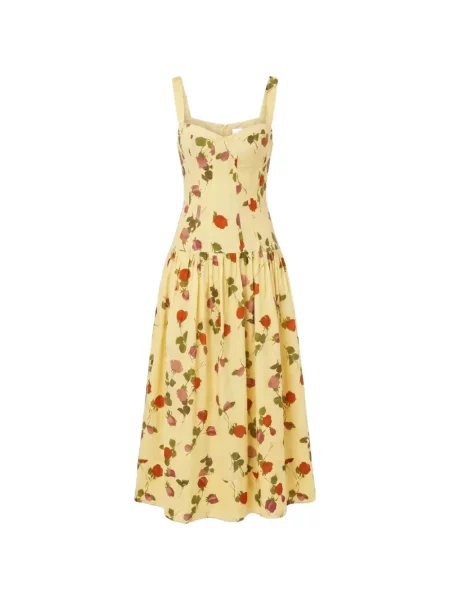 Rochie midi Nicholas cu model floral cu imagine galben