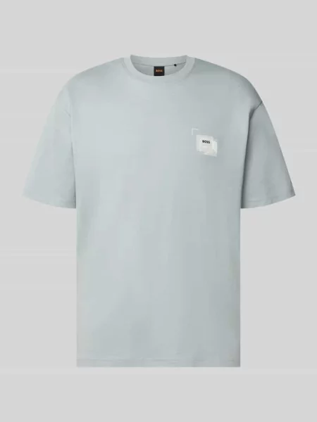 T-shirt o kroju regular fit z czystej bawełny model Te_Frame' Boss Orange błękitna