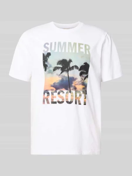Krój regular fit t-shirt z czystej bawełny model MAGDY LIFE' Only & Sons biała