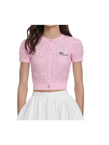 Dzianinowy sweter Self-portrait różowy