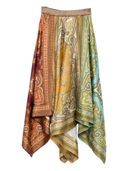 Spódnica midi Alemais z nadrukiem z wzorem paisley asymetryczna pomarańczowa