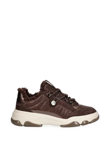 Sneakerși Pinko din piele de oaie maro