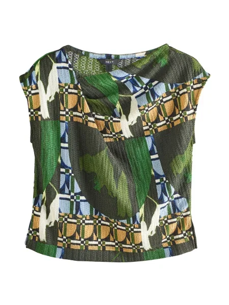 Next Bluză albastru deschis / verde închis / negru alb