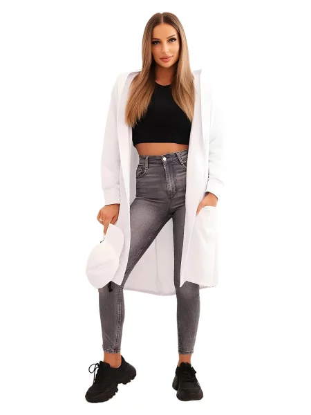 Pelerína s kapucí oversize bílá