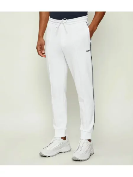 BOSS GREEN Pantaloni de trening JT_Join Hadiko | stretch alb