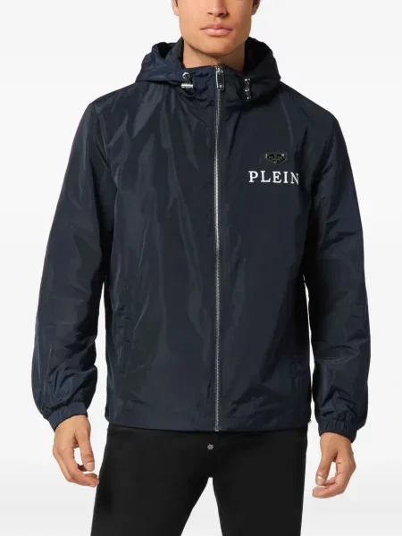 Geacă Philipp Plein cu glugă albastru