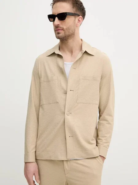 BOSS cămașă bărbați cu guler clasic regular bej