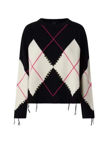 Pulover Pinko zdrențuiți cu model argyle negru