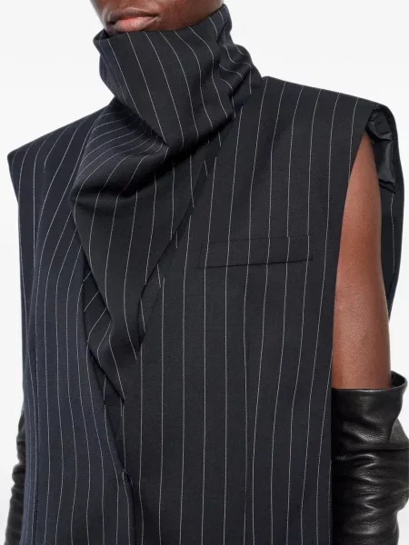 Μάλλινος αμανικας ριγέ μπουφάν Max Mara μαύρο