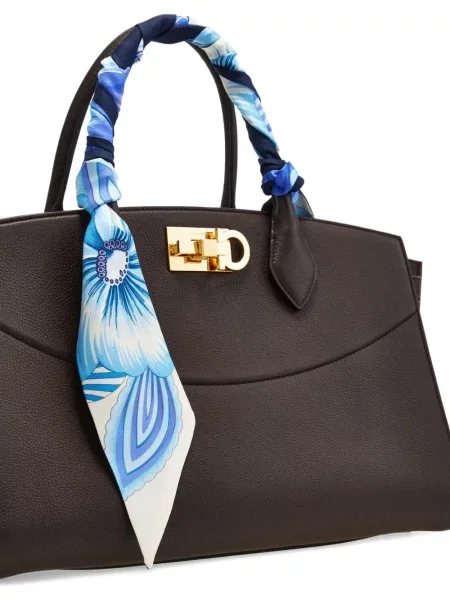 Fular Ferragamo de mătase cu imagine albastru