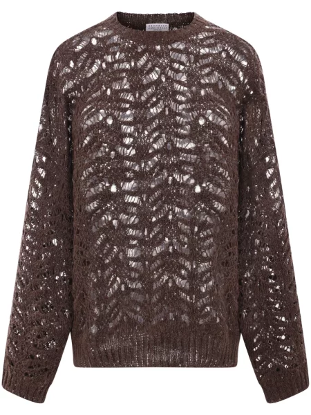 Pulover Brunello Cucinelli cu paiete maro