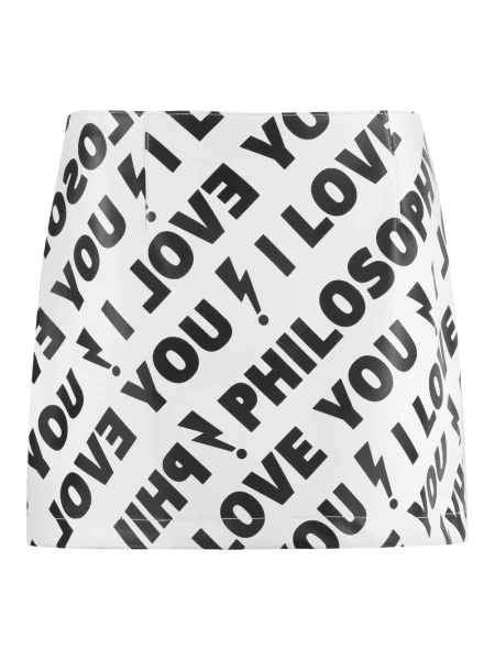 Mała mały spódnica skórzana Philosophy Di Lorenzo Serafini z nadrukiem biała