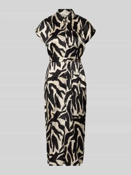 Sukienka koszulowa z brustaszą i wiązanym paskiem Apricot czarna