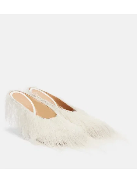 Lodičky Dries Van Noten s třásněmi bílé