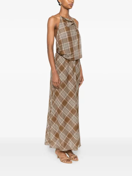 Rochie midi Matteau cu gât halter maro