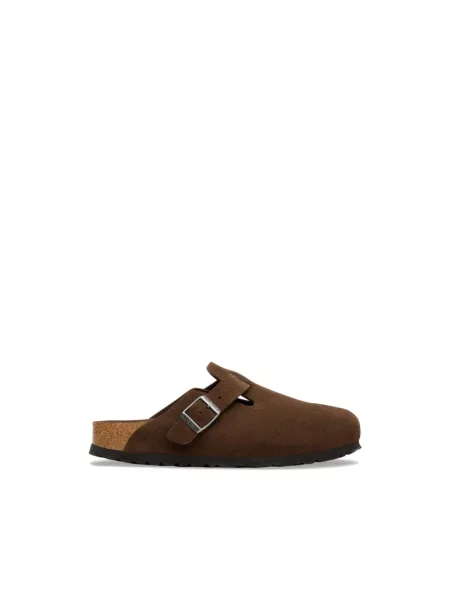 Klapki Birkenstock zamszowe brązowe