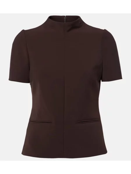 Top Courreges din țesătură twill maro