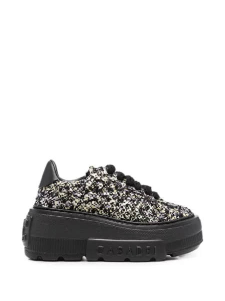 Sneakerși Casadei tricotate cu platformă negru