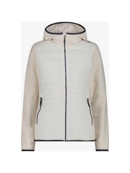 Polar z kapturem CMP Knit Tech Hybrid perłowobiały biała