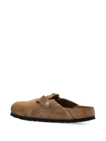 Papuci tip mules Birkenstock din piele de căprioară fără toc maro