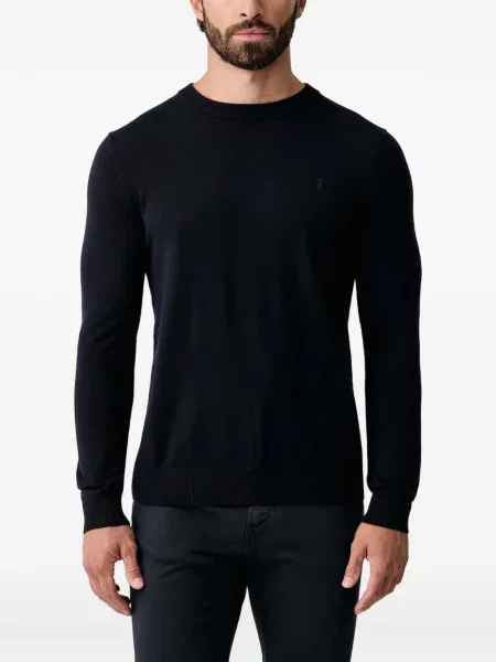 Pulover Trussardi cu broderie cu decolteu rotund albastru