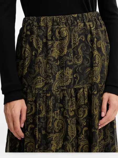 Fustă din piele Michael Michael Kors cu model paisley cu autograf negru