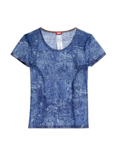 Koszulka Diesel z nadrukiem niebieska