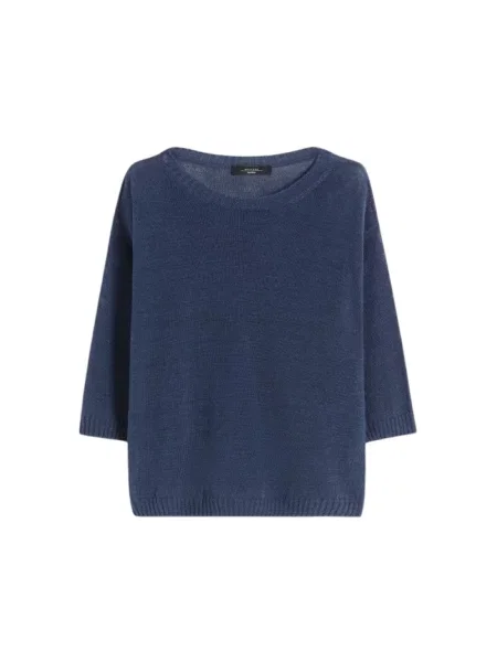 Lniany sweter Weekend Max Mara niebieski