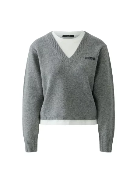 Sweter Oui wełniany szary