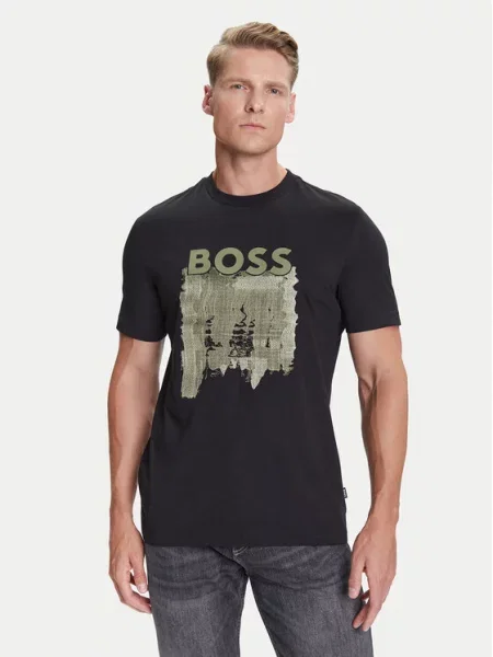 Boss Koszulki Mężczyzna M Casual Koszulka z Kreatywnym Logo czarny