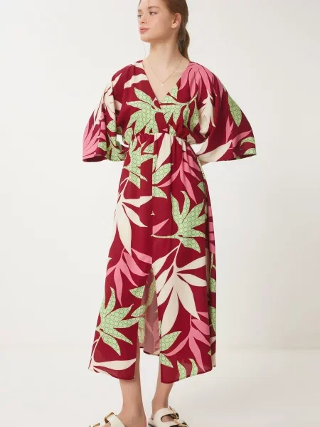 Happiness İstanbul Ljetna haljina slonovače / pastelno zelena / ružičasto / vatreno crvena