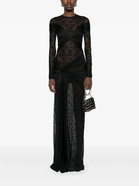 Rochie maxi Marine Serre din jerseu drapată de costum negru
