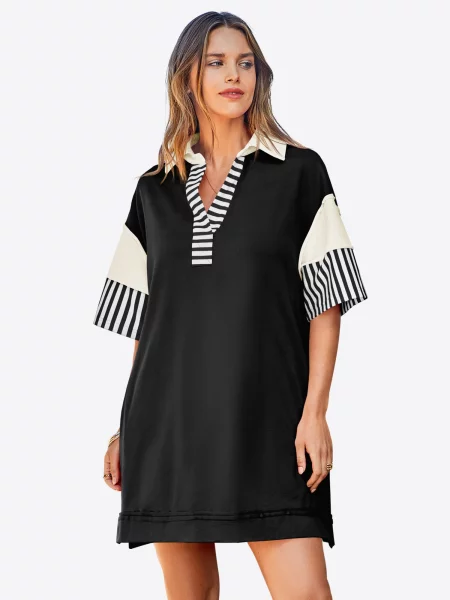 Imily Bela Rochie negru lână alb