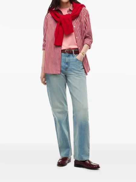 Lung cămașă Tommy Hilfiger cu dungi roșu