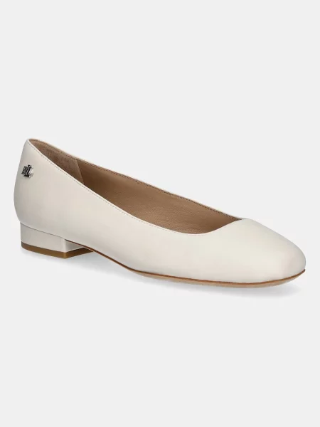 Кожени балеринки Lauren Ralph Lauren Emellie Bllt бежово бяло