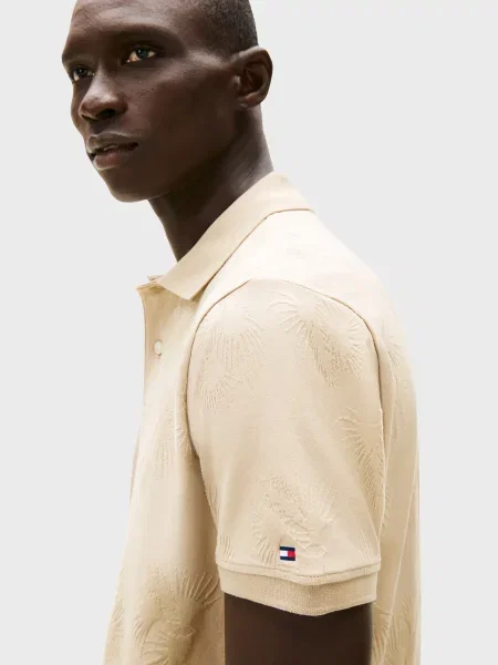 Жакардове поло Tommy Hilfiger бежеве