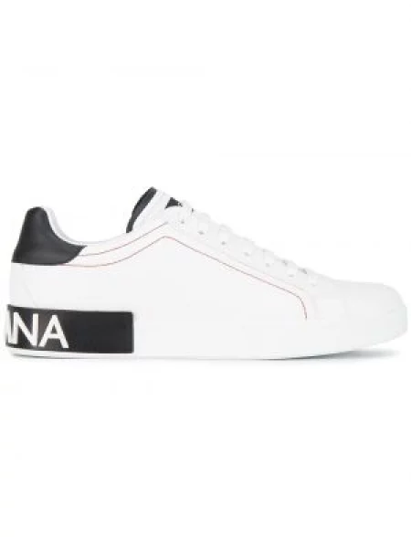 Sneakerși Dolce & Gabbana Portofino cu șireturi din dantelă alb