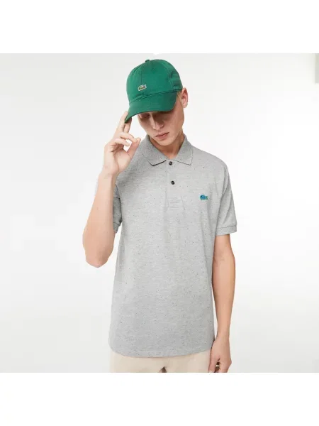 Lacoste Koszulka Polo Classic Fit Z Nadrukiem W Kropki Z Bawełny Piqué szara