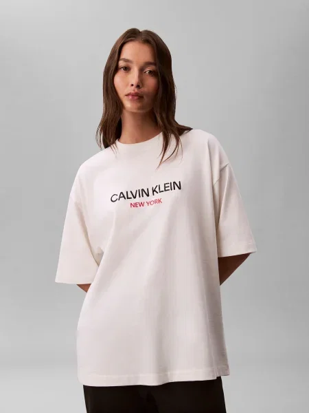 Calvin Klein Jeans Majica rdeča / črna / naravno bela bež