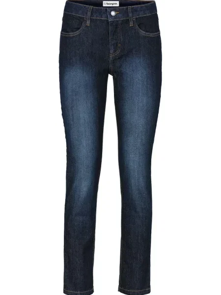 Dżinsy Slim Fit Mid Waist cropped niebieskie