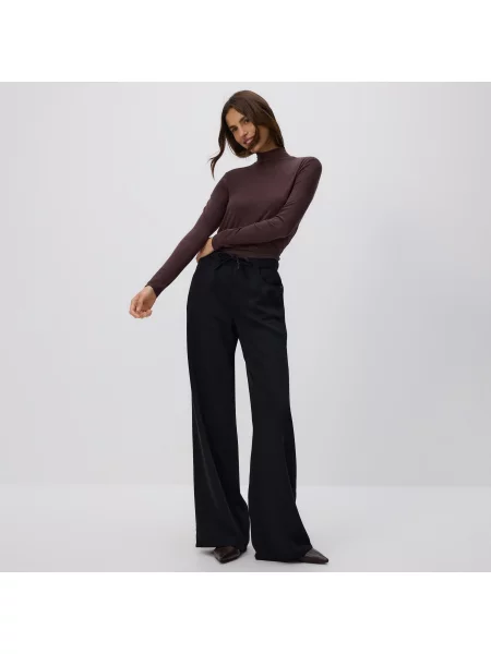 Reserved Džíny wide leg z lyocellu černý