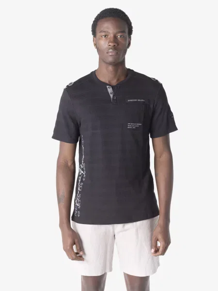 KOROSHI Tricou gri / negru alb