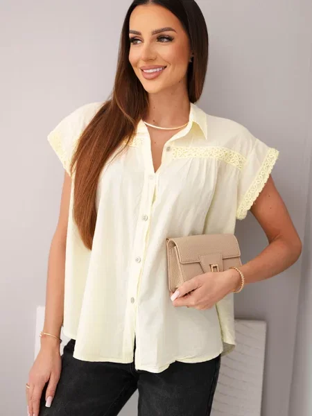 Bluză de dantelă Kesi Włoski din dantelă galben