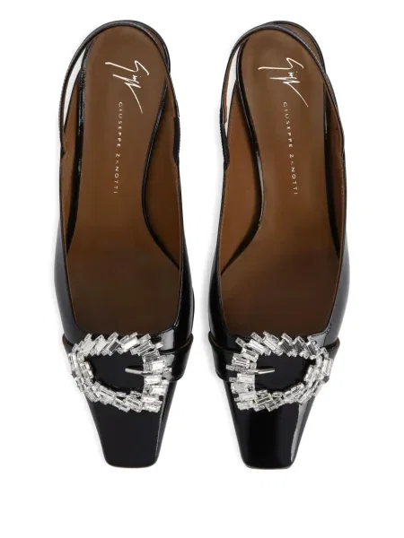 Pantofi cu toc Giuseppe Zanotti slingback de cristal negru