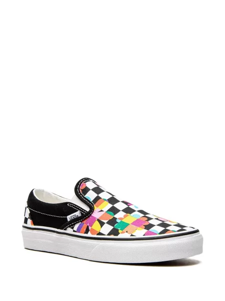 Gėlėtos slip on klasikinės sportbačiai Vans juoda