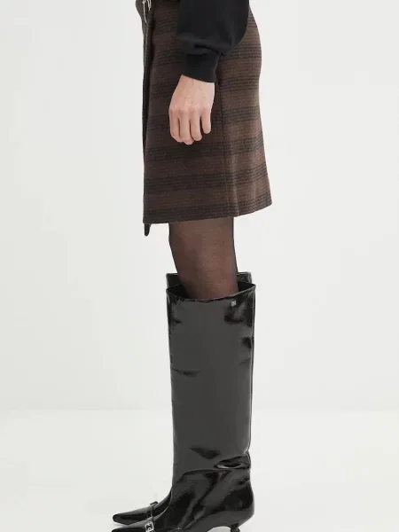 Юбка миди Mm6 Maison Margiela клеш коричневая