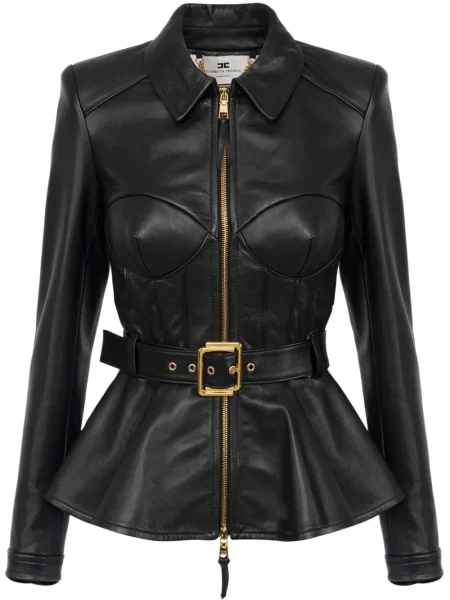 Cu peplum geanta de piele Elisabetta Franchi negru